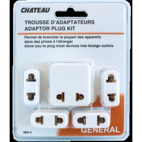 Foreign travel adaptor plug set or 5