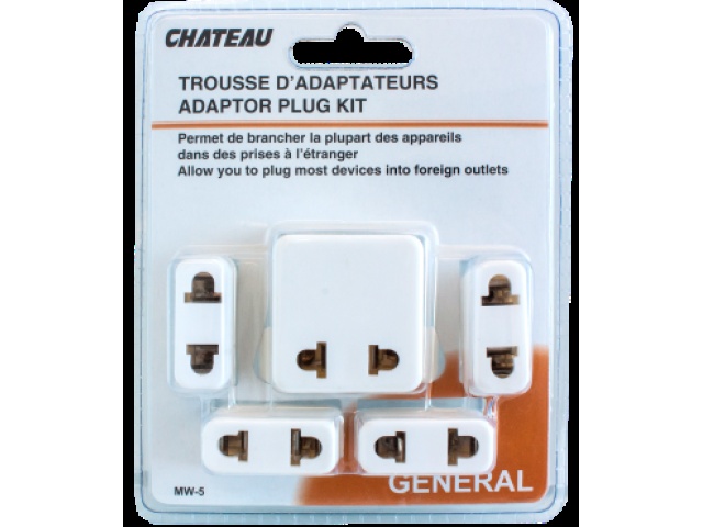 Foreign travel adaptor plug set or 5
