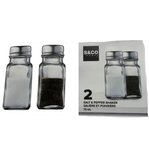 Salt & pepper glass shakers set of 2 - 75ml