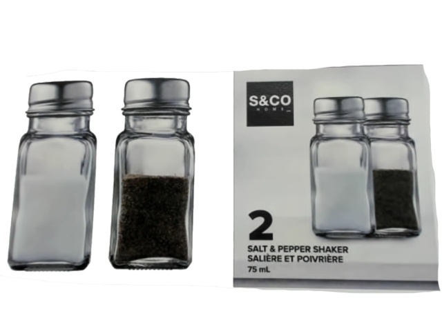 Salt & pepper glass shakers set of 2 - 75ml