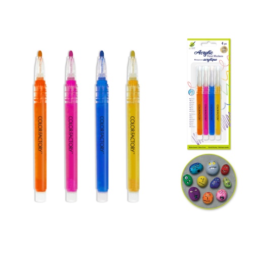 Color Factory: Premium Multi-Surface Acrylic Paint Markers 4pk A) Bright