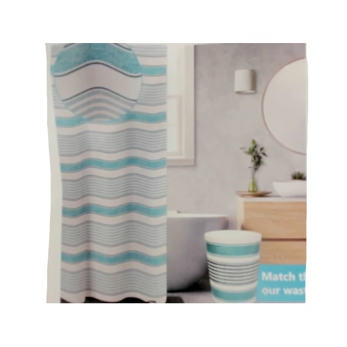 Printed fabric shower curtains 70x72 inch 178x183cm aqua stripes