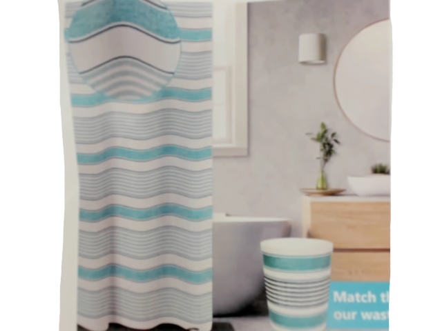 Printed fabric shower curtains 70x72 inch 178x183cm aqua stripes
