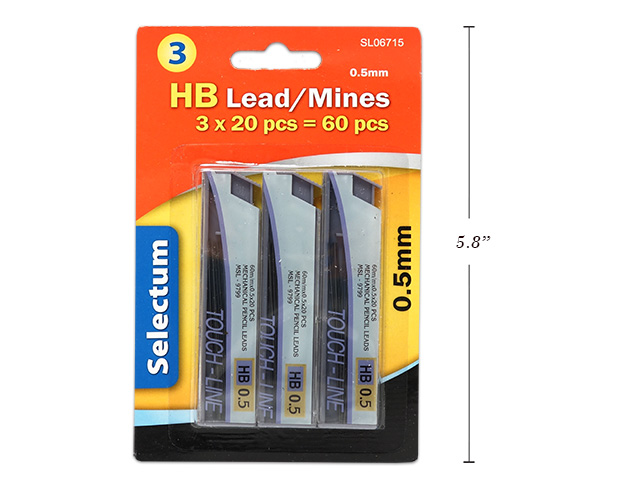 HB LEADS 0.5MM 3X20PC BLIST.=60leads WITH SLIDE COVER