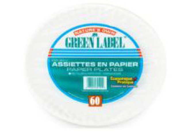 GREEN LABEL 6 PAPER PLATES 60/PACK\