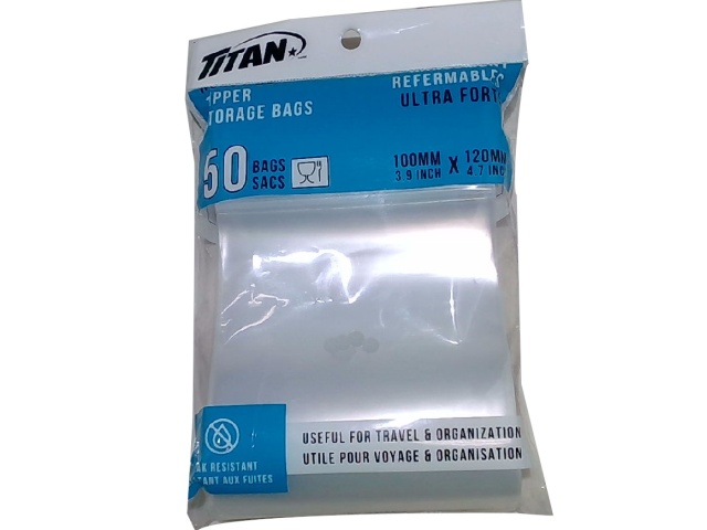Storage bags heavy duty zipper 100x120mm 50 pack Titan