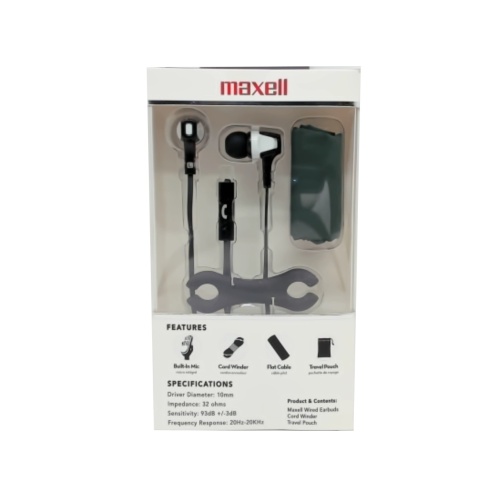 Wired Earbuds W/mic, Tangle-free Winder & Travel Pouch Maxell