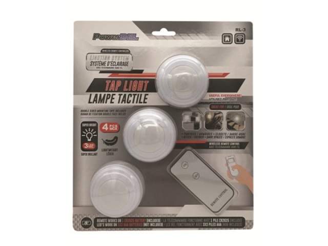 3pk tap light with remote