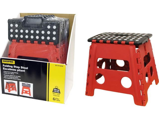 Folding step stool - red - holds up to 300lb.