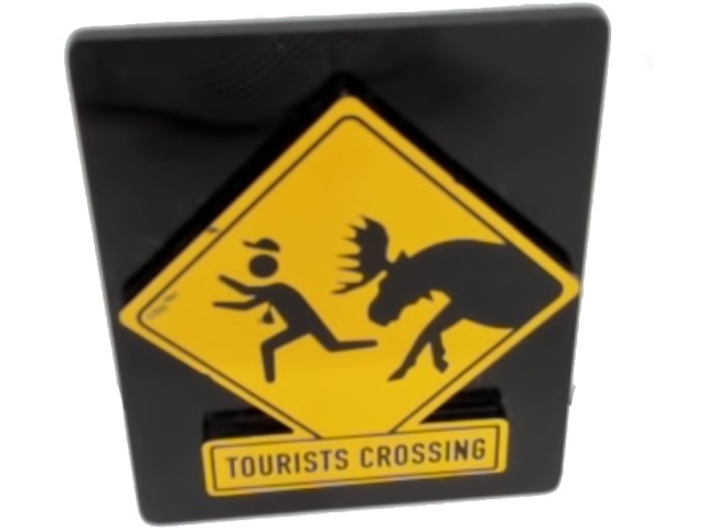 Fridge Magnet Tourists Crossing Moose Chase