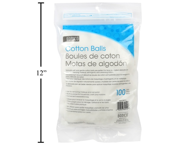 Cotton balls 100pc bodico resealable bag