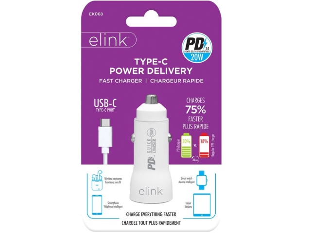 USB Type-C Car Charger 20W Elink
