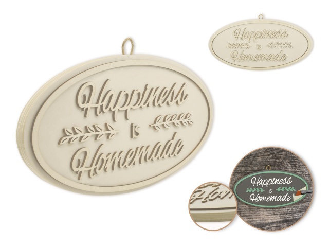 Wood Decor: 12 DIY Oval Wall Sign Plaque 3D w/Jute Hanger B) Happiness is Homemade\