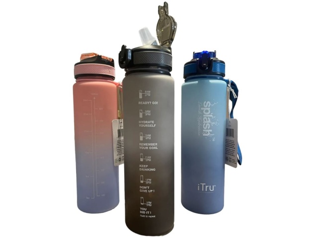 Water Bottle 1L Motivational w/ Spout iTru