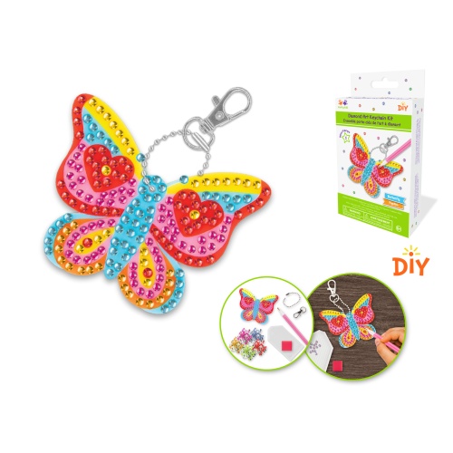 Krafty Kids Kit: Diamond Painting DIY Keychain Kit A) Butterfly