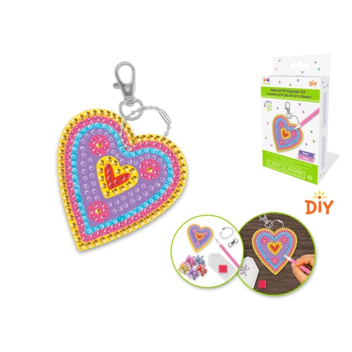 Krafty Kids Kit: Diamond Painting DIY Keychain Kit C) Heart