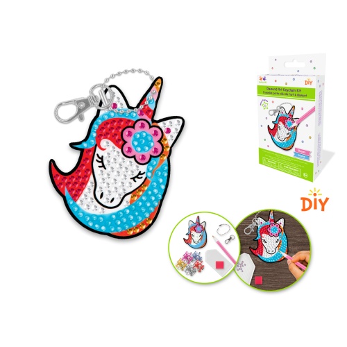 Krafty Kids Kit: Diamond Painting DIY Keychain Kit D) Unicorn