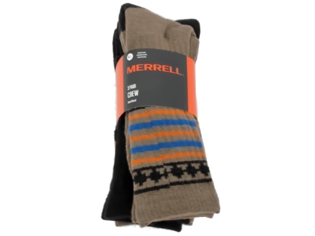 Socks Merrell 3pk. Crew Wool Blend M/L Brown Assortment