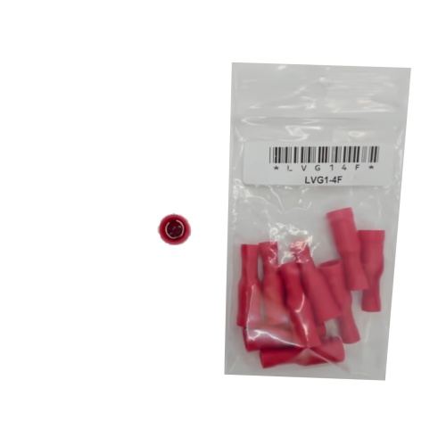Fully Insulated Female Bullet Stud Size (mm): 4 / 0.156-Red bag of 10