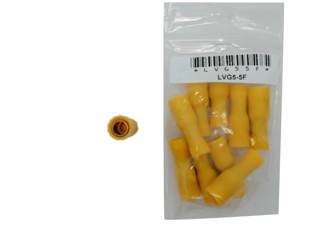 Fully Insulated Female Bullet Stud Size (mm): 5 / 0.195-Yellow bag of 10