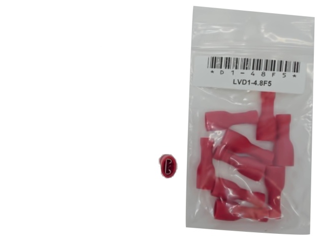Fully Insulated Female Disconnect Crimp Terminal Stud Size: 0.5 X 4.75 / 0.020 X 0.187-Red Bag of 10