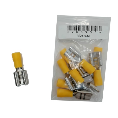 Insulated female disconnect crimp terminal 1.2 x 9.5/0.048 x 0.375 bag of 10