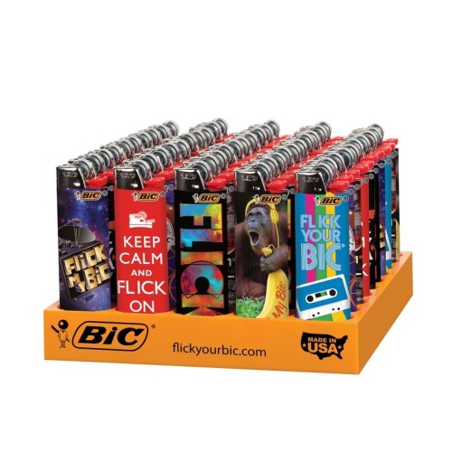 BIC LARGE LIGHTER ASSORTED DESIGNS 50 PER disp. - each sold individually