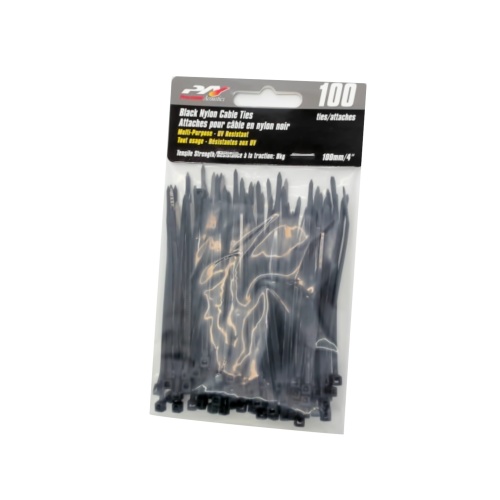 Black nylon cable ties 4 inch 100 pack UV resistant 8kg Precision Acoustics
