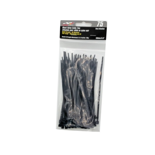 Black nylon cable ties 5.9 inch 75 pack UV resistant 18kg Precision Acoustics