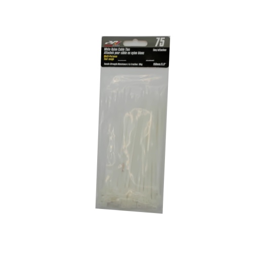 White nylon cable ties 5.9 inch 75 pack 18kg Precision Acoustics