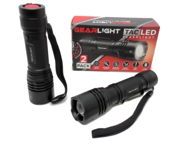 LED tactical flashlight 2 pack with belt clip