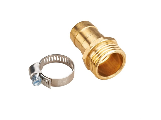Brass Hose Repair Coupling Male 3/4 inch with hose Clamp