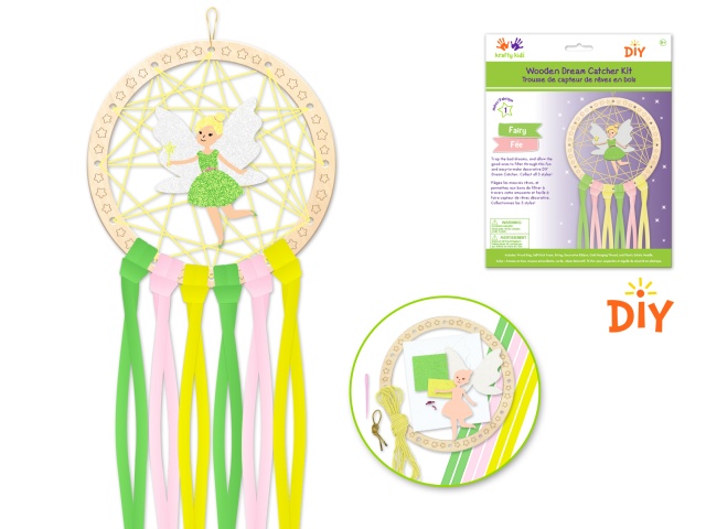 Krafty Kids Kit: DIY Wooden Dream Catcher Kit W/Ribbon Tails B) Fairy