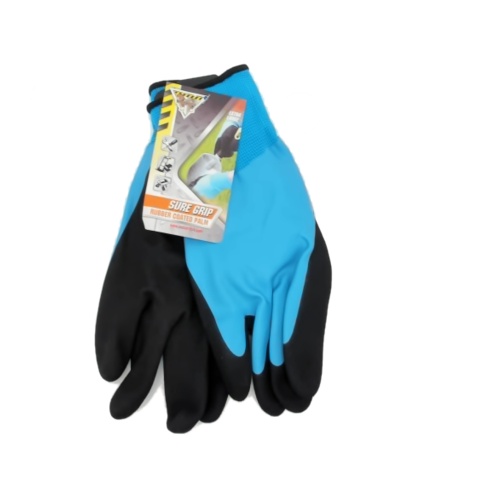 Gloves Rubber Coated Palm XL Black/Blue Sure Grip