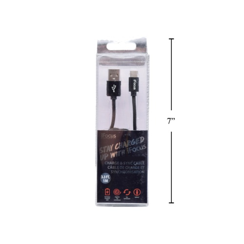 Cable - USB Type-C 3.3ft Black iFocus