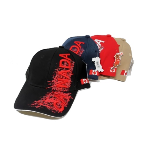 Canada Cap Red Or White Letters W/flag On Side Ass't Colours