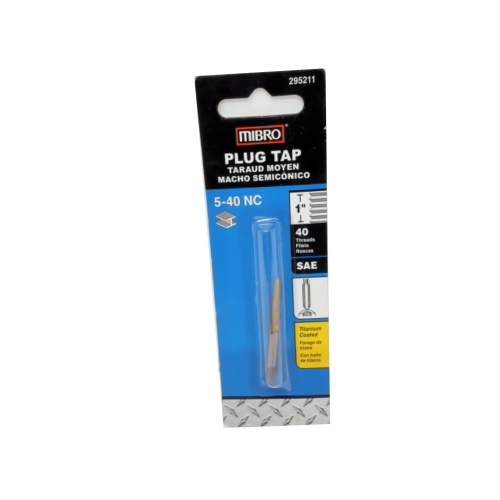 Plug Tap 5-40 NC 1 40 Threads SAE Titanium Coated Mibro