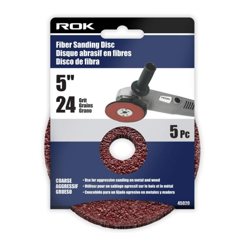 Fiber sanding disc 5 inch 5 pc 24 grit