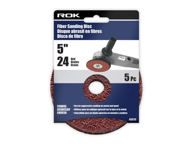 Fiber sanding disc 5 inch 5 pc 24 grit