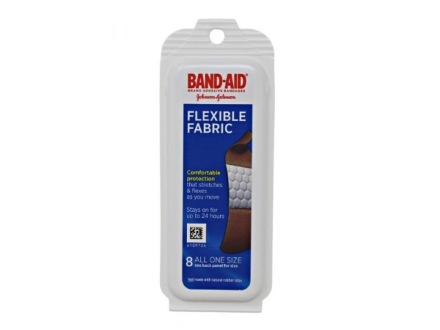J&J BAND-AID FABRIC 8CT ALL-1-SIZE FLEXIBLE