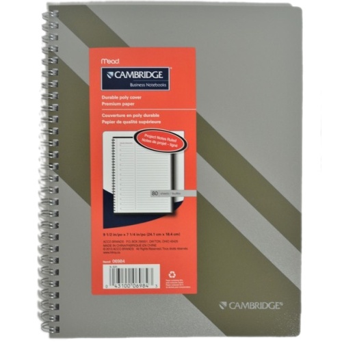 CAMBRIDGE POLY COVER NOTEBOOK 9-1/2 x 7.25 inch