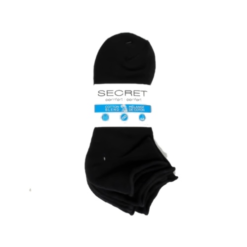Socks Ladies Low Cut 3pk. Black Secret Comfort