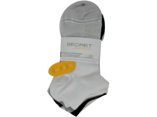 Socks Ladies No Show 3pk. White/Grey/Black Secret In Motion