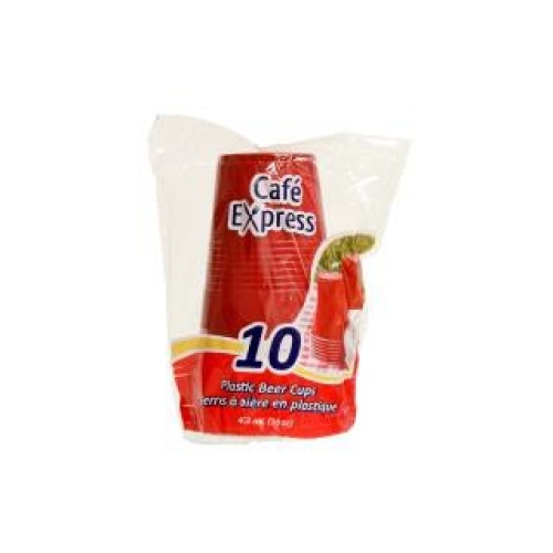 CAFE EXPRESS 16oz PLASTIC BEER CUPS RED/WHITE 10x48/CS