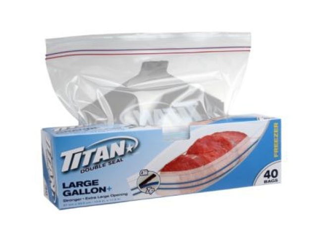 TITAN DBL SEAL FREEZER BAG LG 40/PK