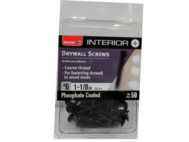 Drywall Screws #6 x 1-1/8 50pk. Interior Phosphate Coated Bulldog\