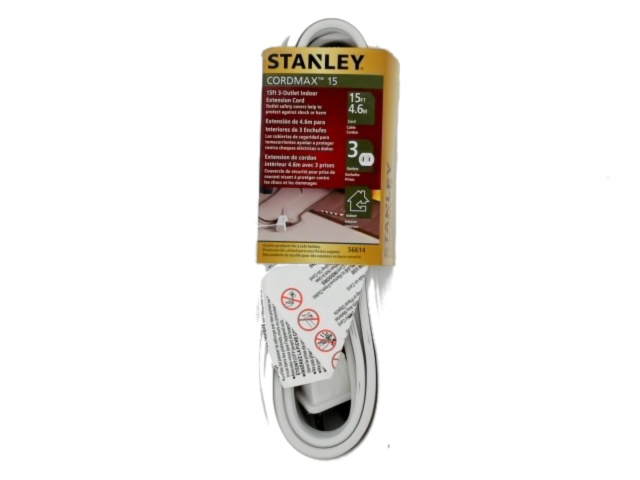 Extension Cord 15\' 3 Outlet Indoor White 16/2 Spt-2 Cordmax 15 Stanley