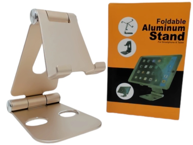 Aluminum stand for phone or tablet - rose gold foldable