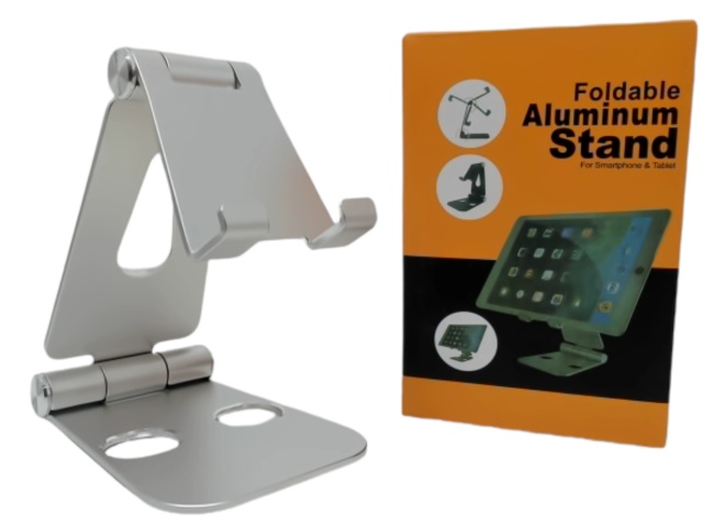 Aluminum stand for phone or tablet - silver foldable