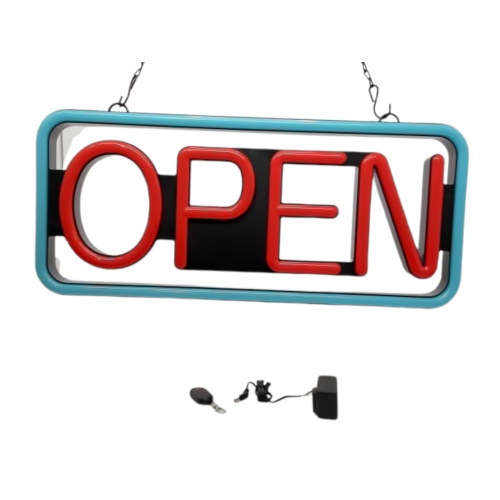 Open sign - rectangular - neon led with remote
